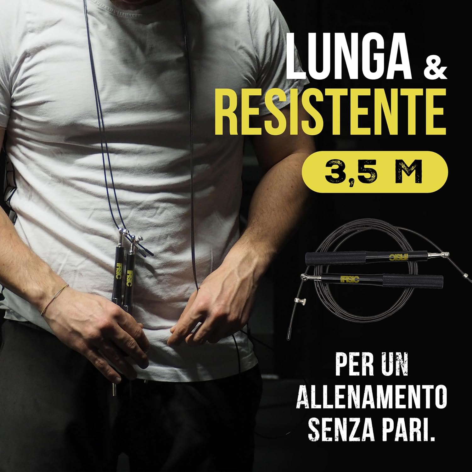 Thumbnail 1 de DISTOCK Corda per Saltare Professionale Palestra 3,5 m – Corda Crossfit Double Under, Nero o Argento