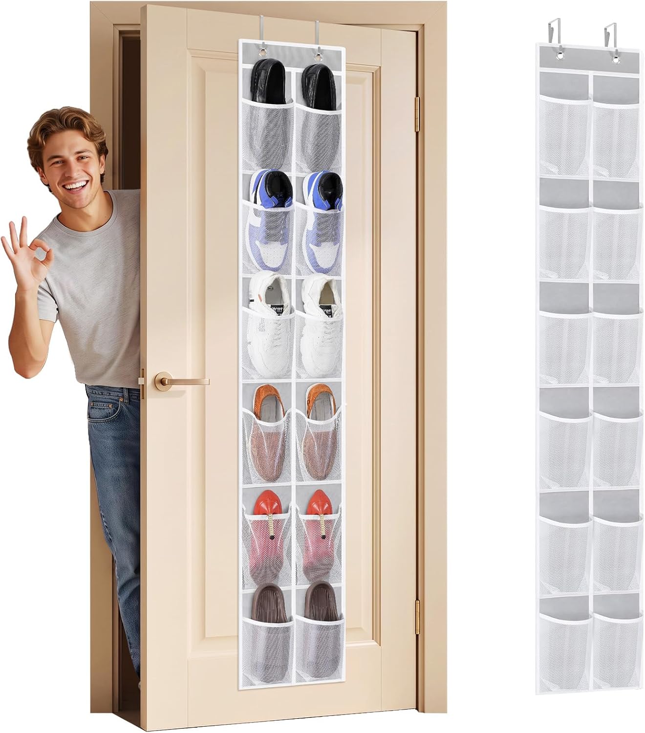 Detalle de Lifewit 12-Pocket Over-the-Door Shoe Organizer with Breathable Mesh