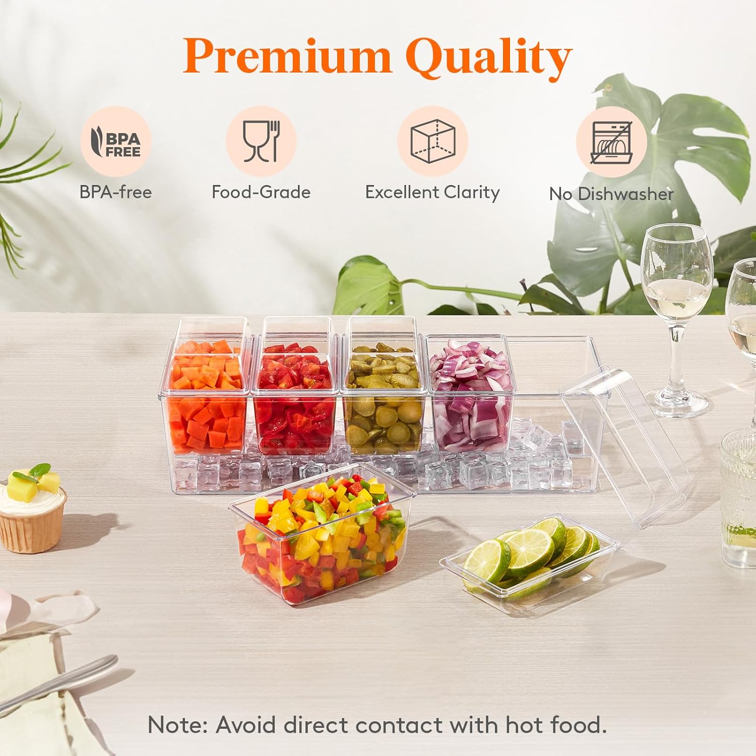 Detalle de Lifewit Ice Chilled Condiment Caddy with 5x20 oz Containers
