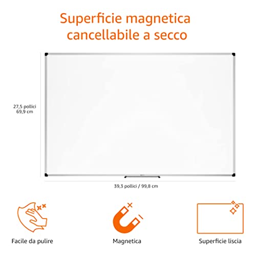 Detalle 2 de Amazon Basics Lavagna magnetica cancellabile a secco 90x60 cm con cornice in alluminio, porta pennarelli e kit montaggio
