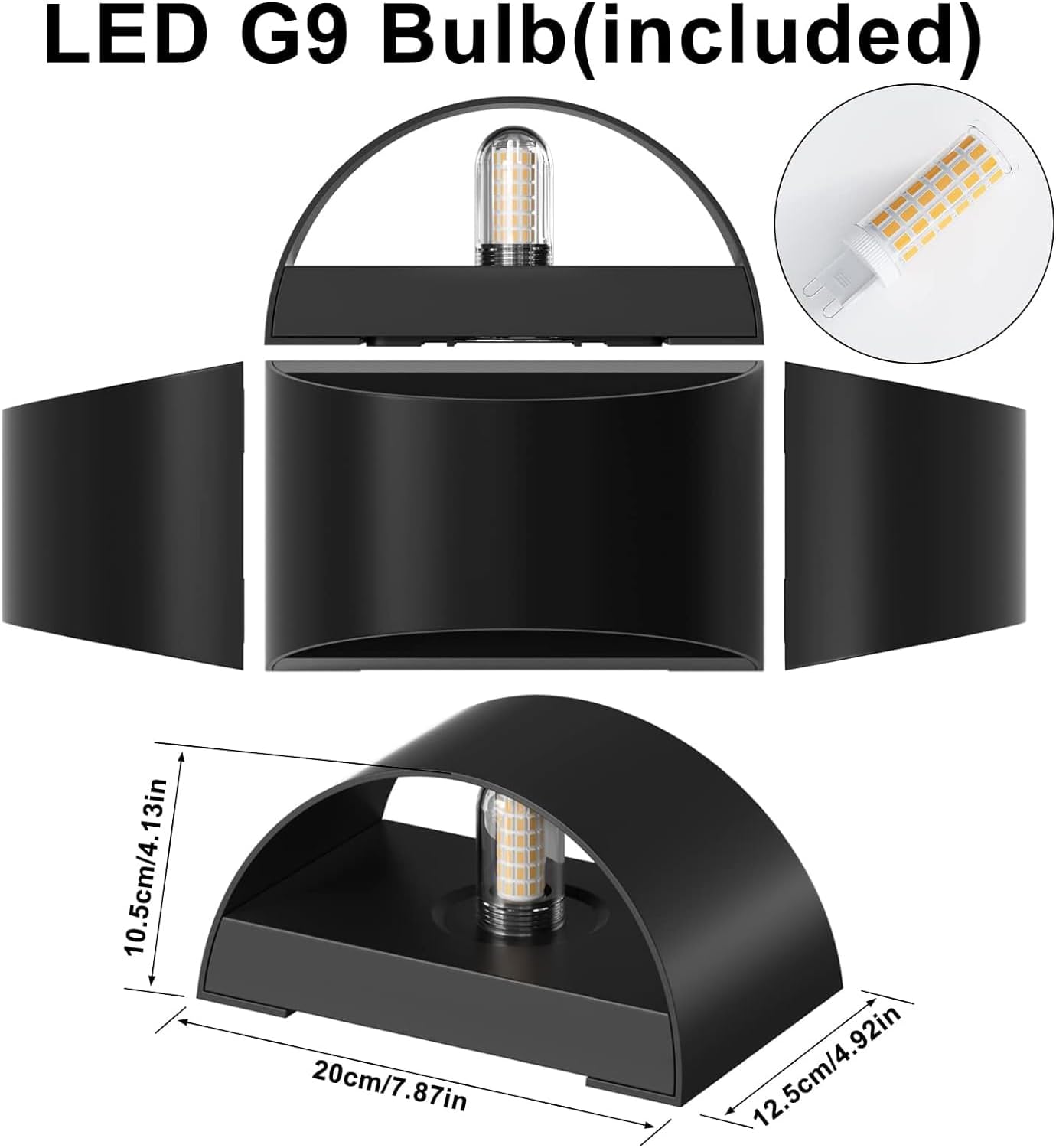 Thumbnail 6 de ChangM G9-5730-75LED Wall Sconce, Black 10W Up-and-Down LED, 3000K