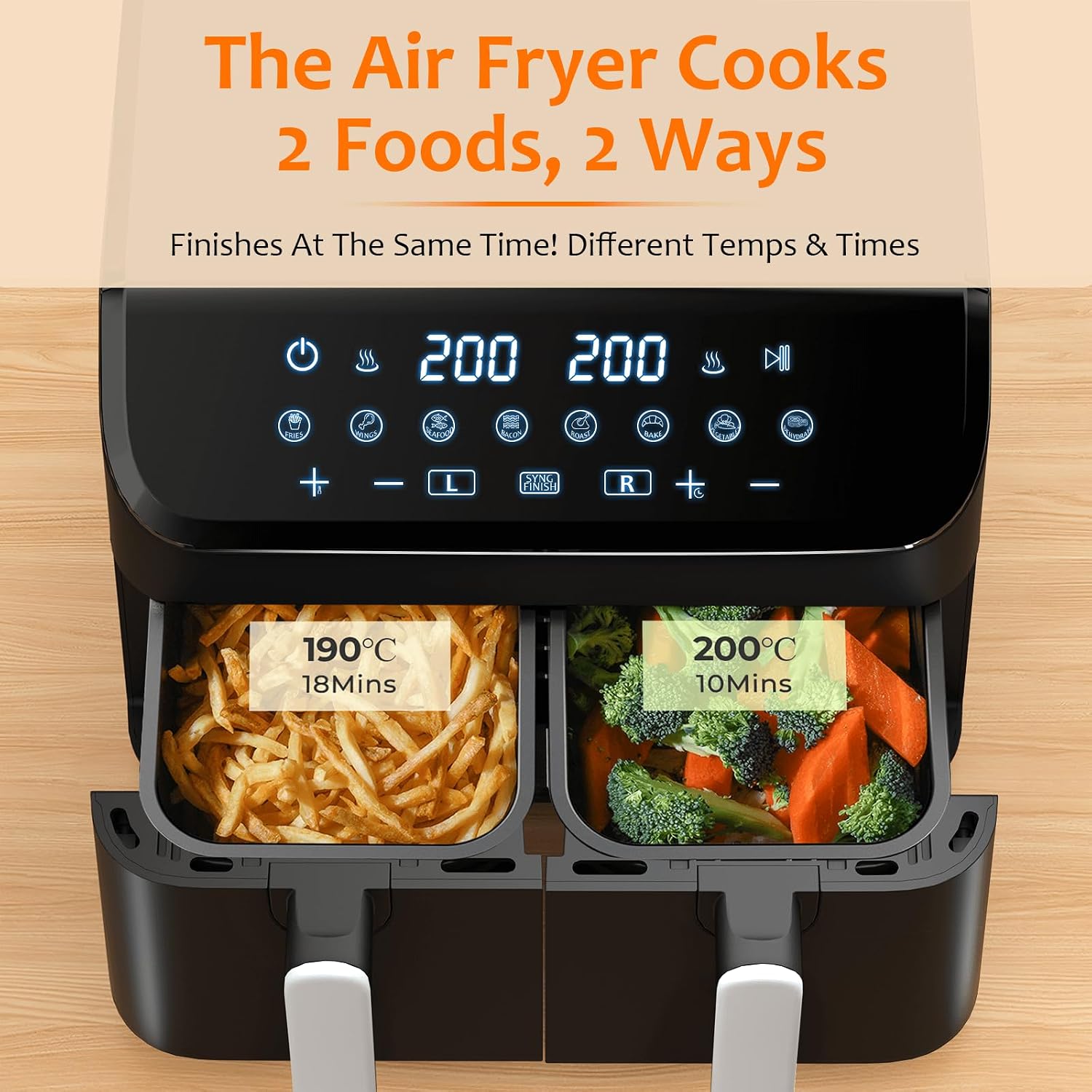 Thumbnail 1 de 9L Dual Air Fryer 2 x 4.5L drawers