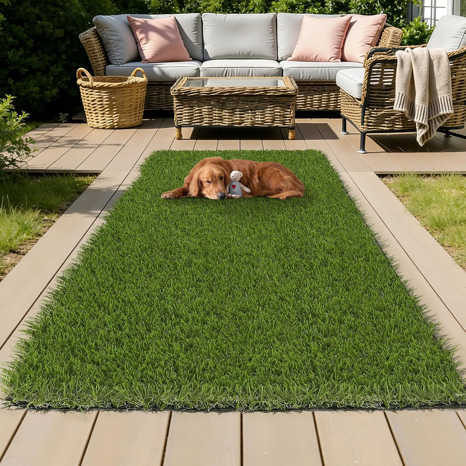 Detalle de HEBE RUGS Grass001 Artificial Grass Rug, 40 x 59 Inch, 1.4-Inch Pile