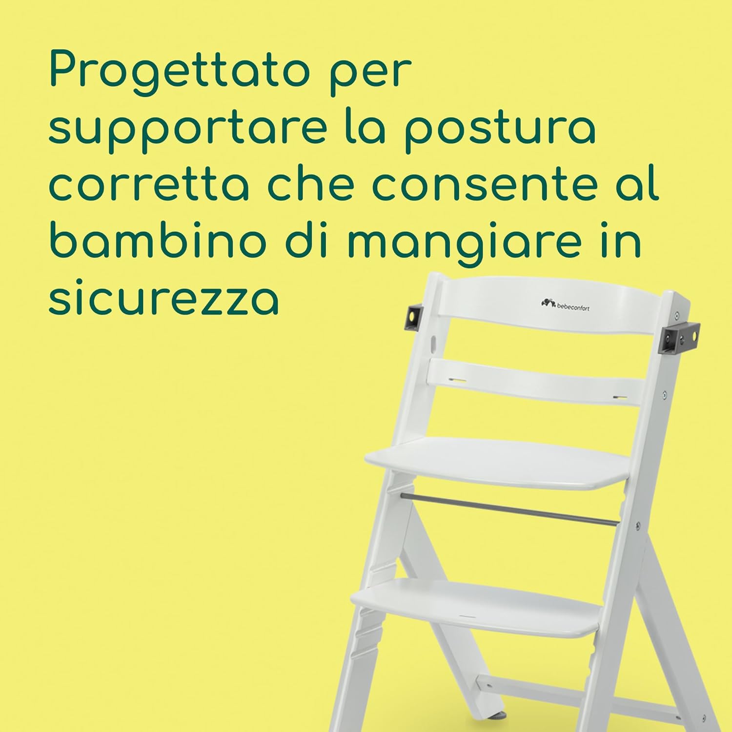 Detalle 2 de Bebeconfort Timba 2 Seggiolone Pappa Evolutivo in Legno – Ergonomico, Regolabile e Surgidamente Adatto a 6 Mesi fino a 110 kg