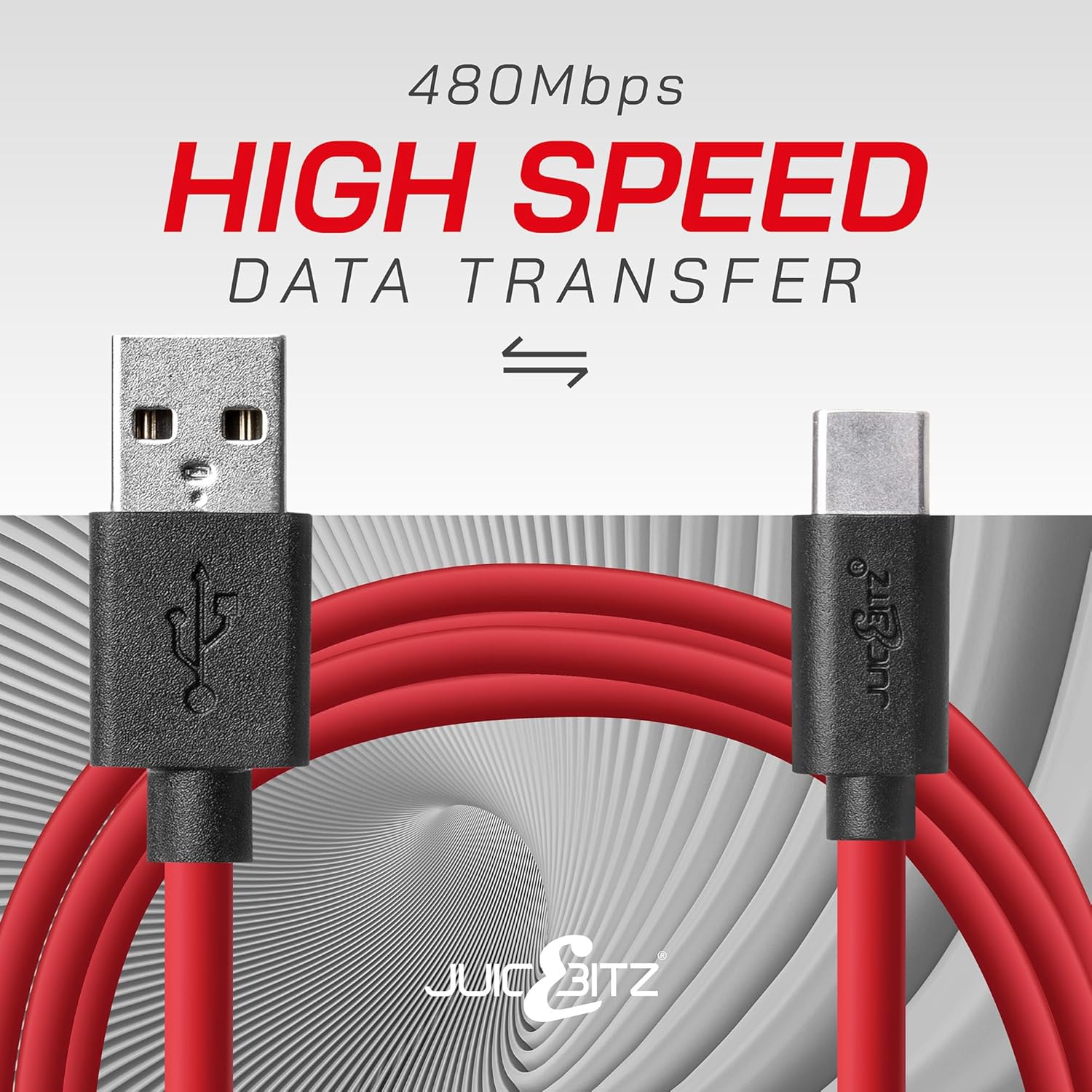 Thumbnail 4 de JuicEBitz USB A to USB C Cable 2m – Fast Charging & Data, Red