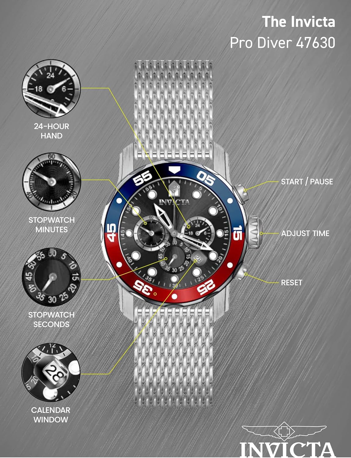 Thumbnail 3 de Invicta Pro Diver 47630 da uomo in acciaio inox con movimento al quarzo da 48 mm