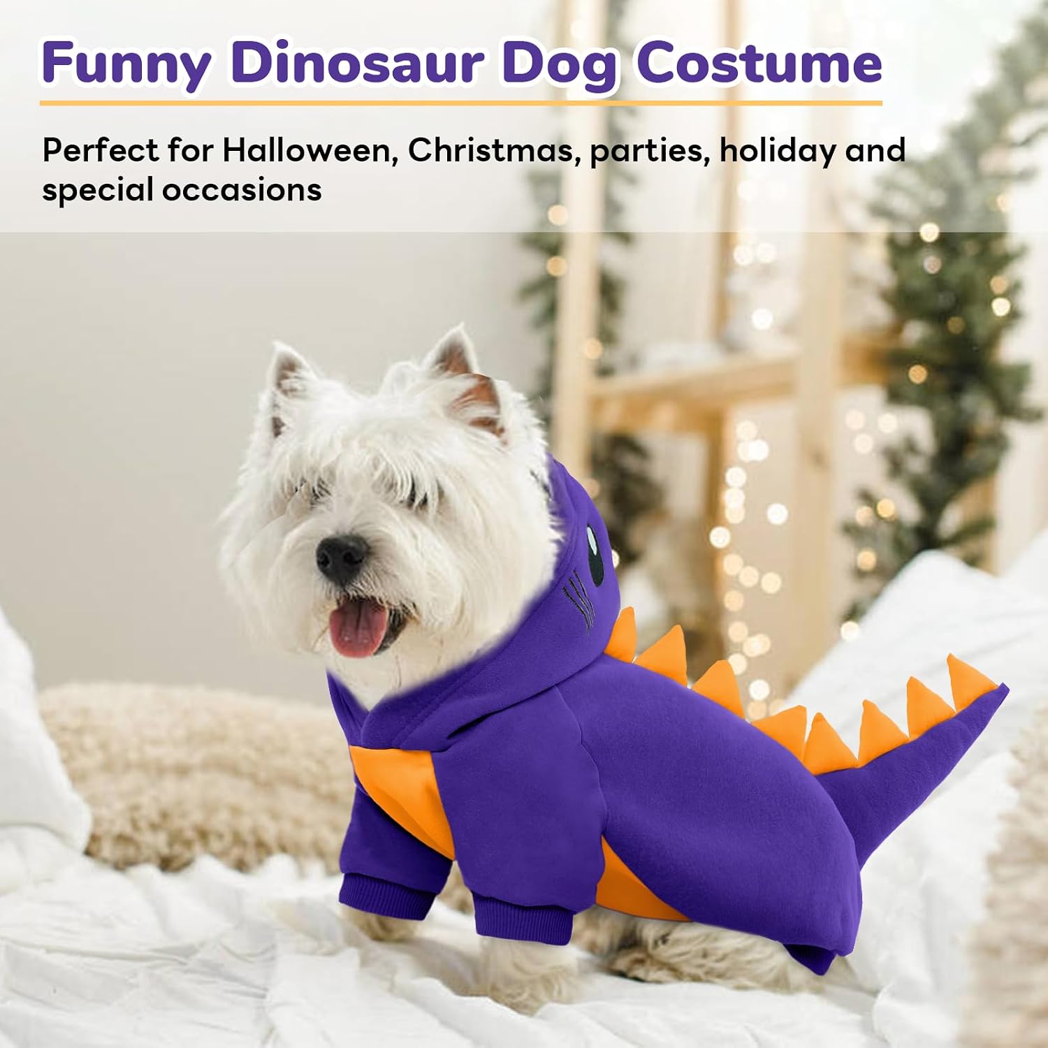 Thumbnail 5 de Lelepet Halloween Dog Dinosaur Costume Purple L