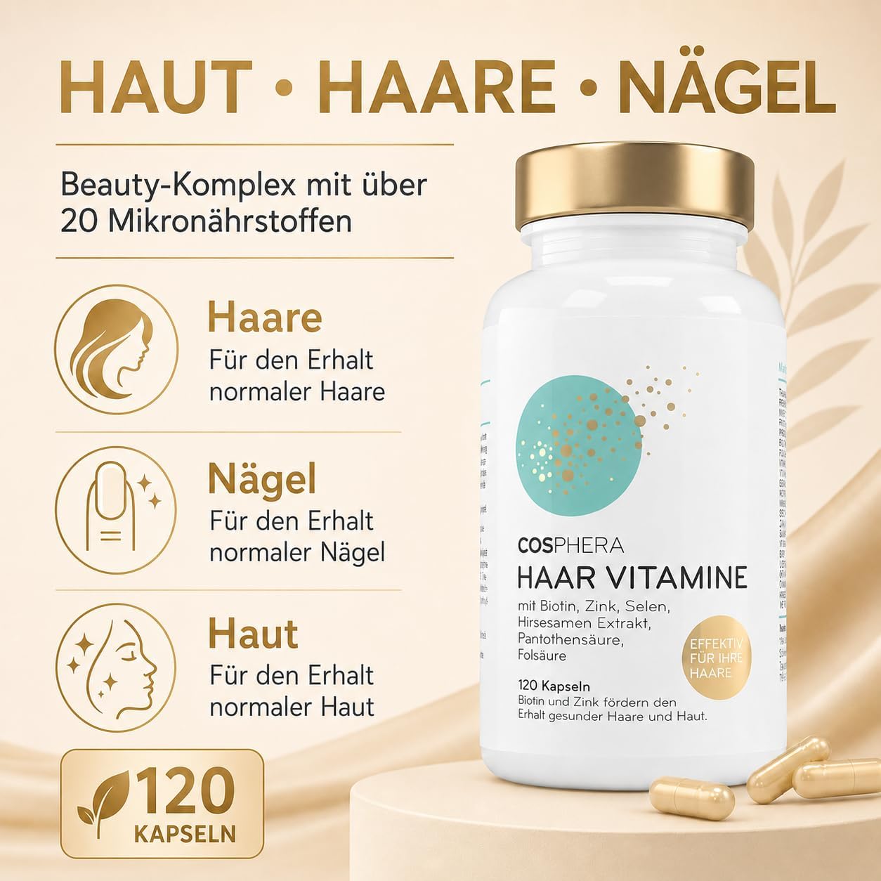 Detalle 2 de Cosphera Haar-Vitamine 120 Kapseln đ