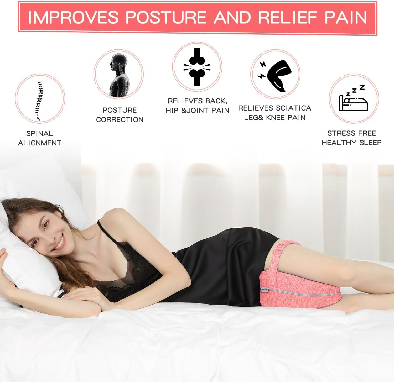 Thumbnail 5 de BEAUTRIP Leg Pillow ergonomic side-sleeping knee support with memory foam and strap
