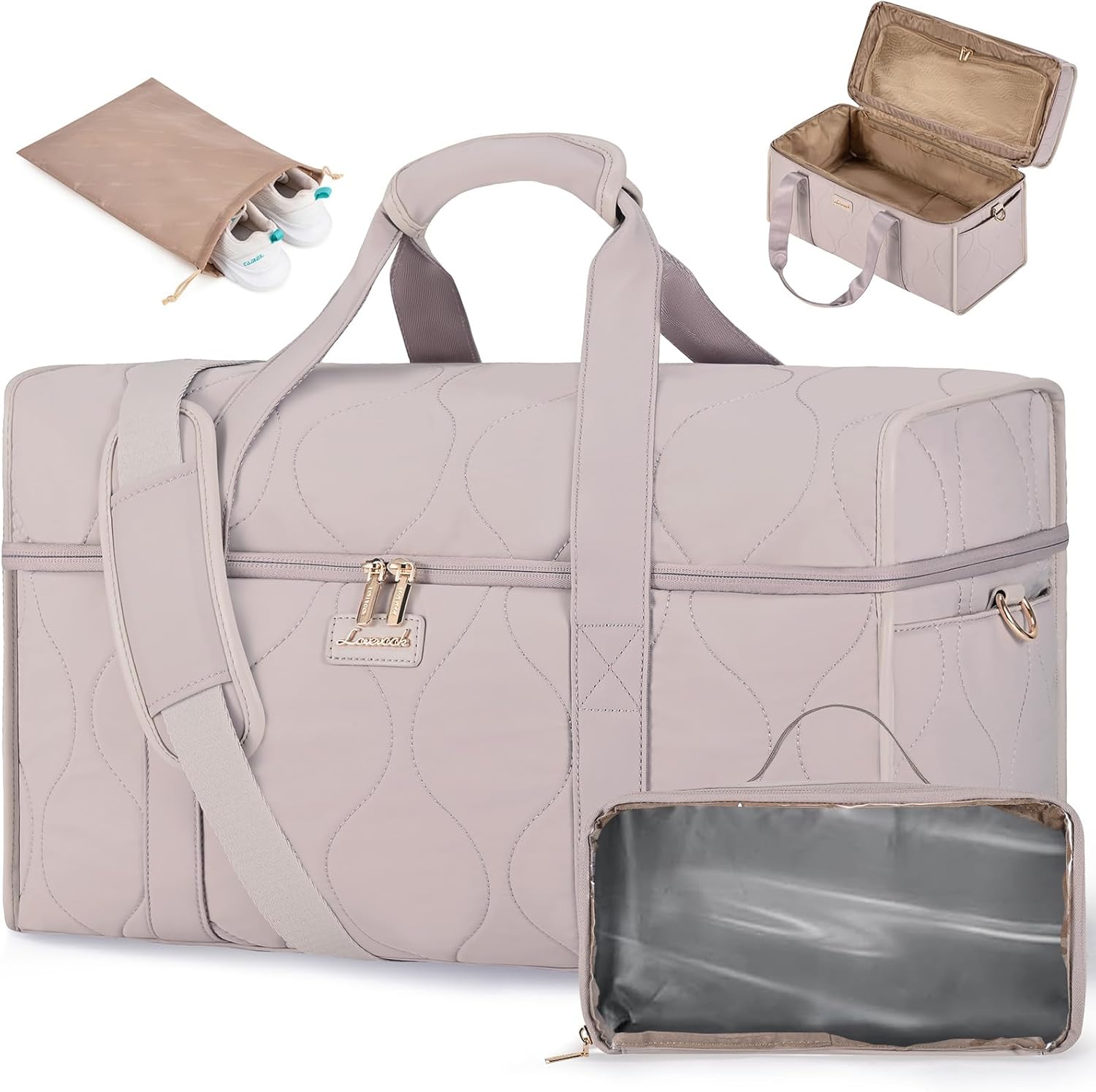 Thumbnail 6 de LOVEVOOK 53 x 24 x 32cm Travel Bags for Women – 180° opening maternity duffel & cabin holdall with shoe pocket