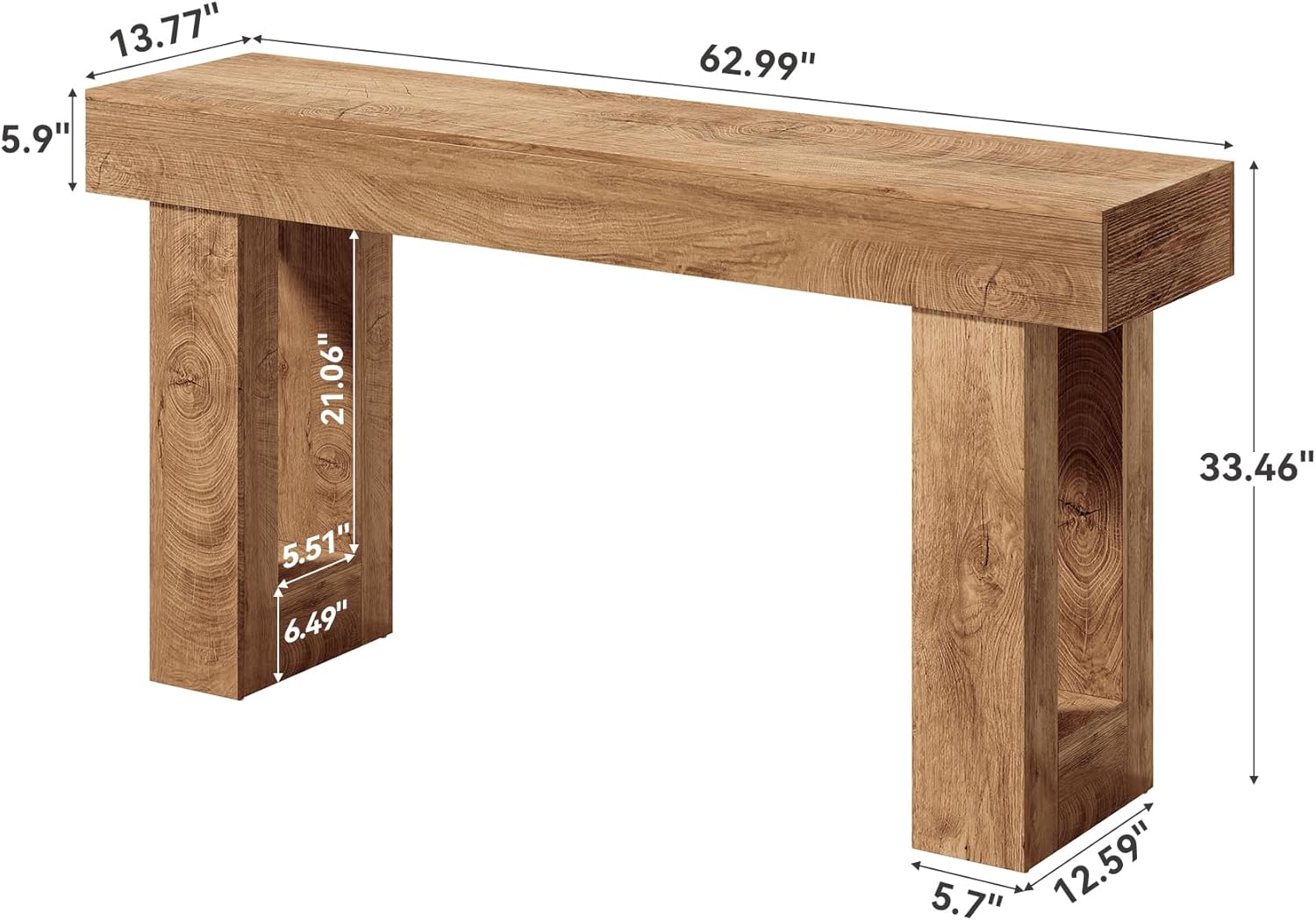 Detalle 2 de LITTLE TREE FCCA-ES57 63-Inch Oak Console Table for Entryways