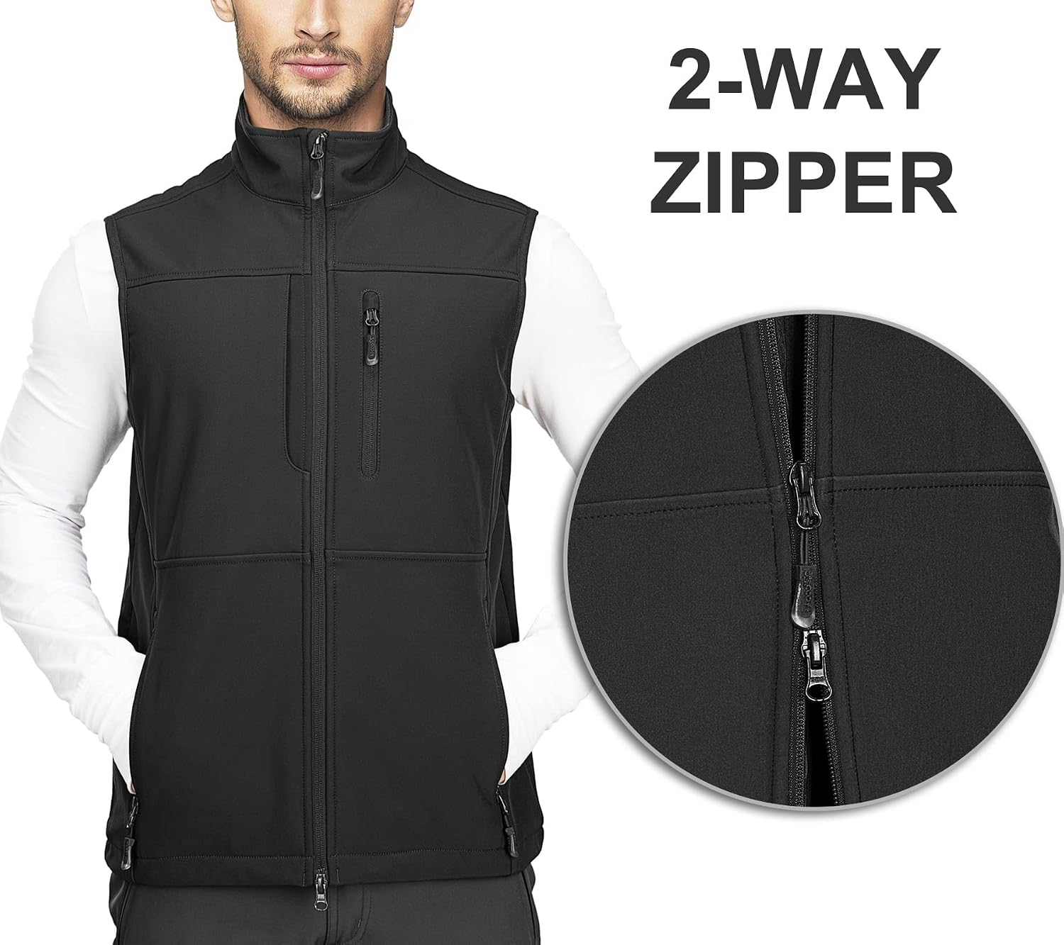 Detalle 2 de 33,000ft men’s fleece-lined softshell gilet with windproof protection and zipped pockets