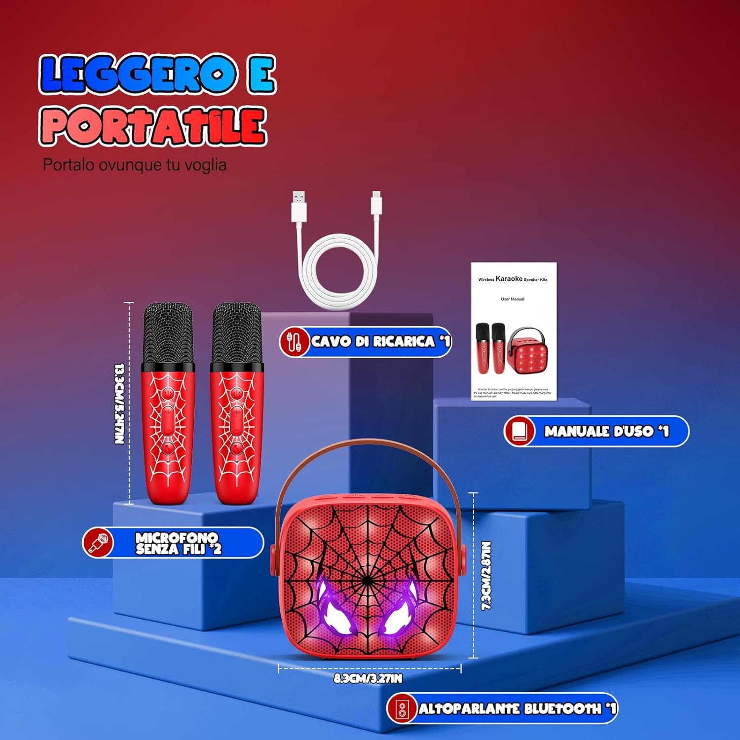Thumbnail 5 de Braxel Regalo Bambino 3-12 Anni Maschio: karaoke per bambini con 2 microfoni wireless e Bluetooth