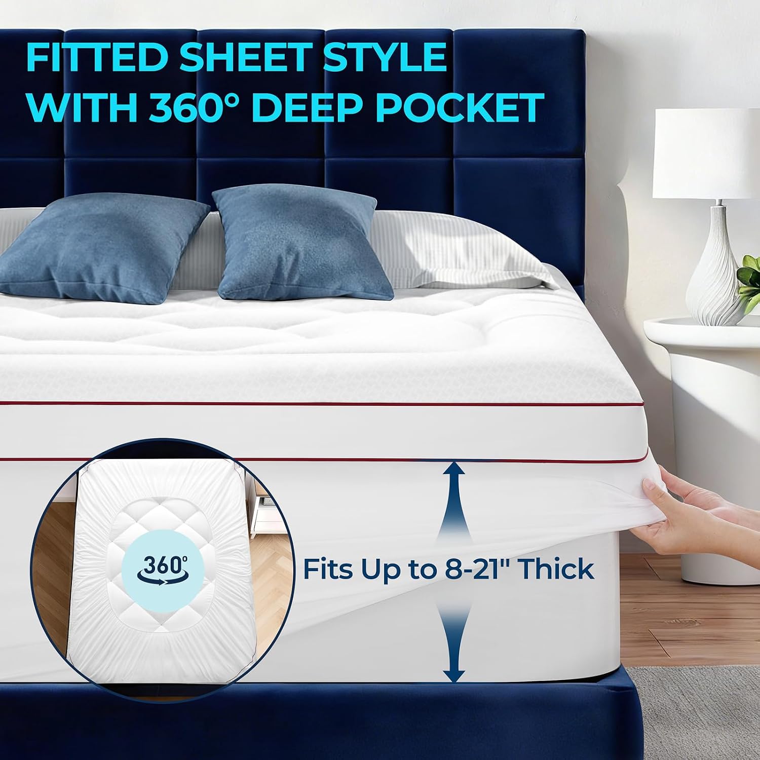 Detalle de KELTARO Queen Mattress Topper, 4-Inch Dual Layer with Gel Memory Foam