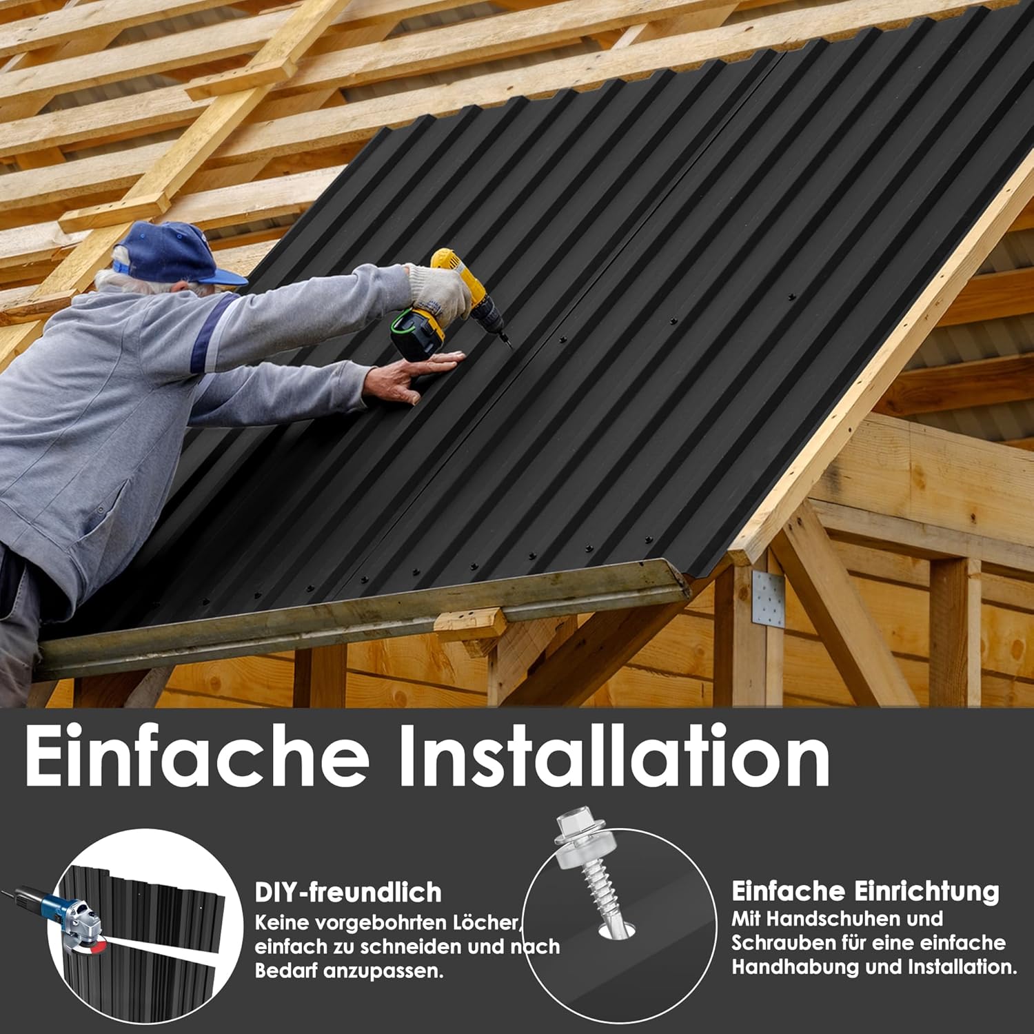 Thumbnail 6 de UISEBRT 12 lamiere ondulate per tetti – zincate, uso universale e resistente agli agenti atmosferici