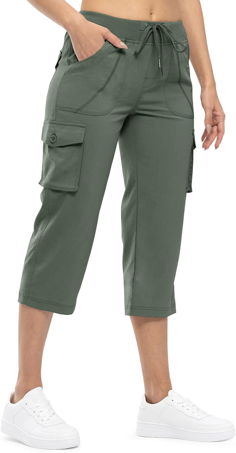 Detalle de TBMPOY Women's Cargo Capris: Lightweight Hiking Pants with 6 Pockets