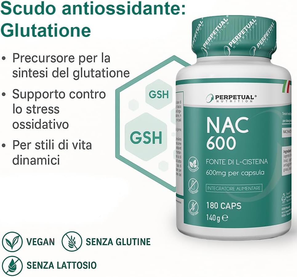 Detalle de NAC - 180 Capsule, 600 mg di N-Acetil-Cisteina: supporto mucolitico e detossificante