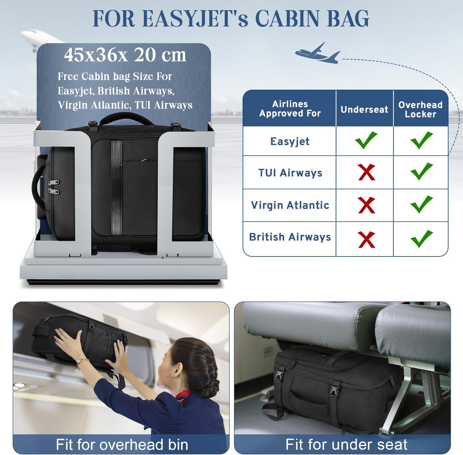 Thumbnail 1 de VSNOON Easyjet Cabin Bag 45x36x20 32L