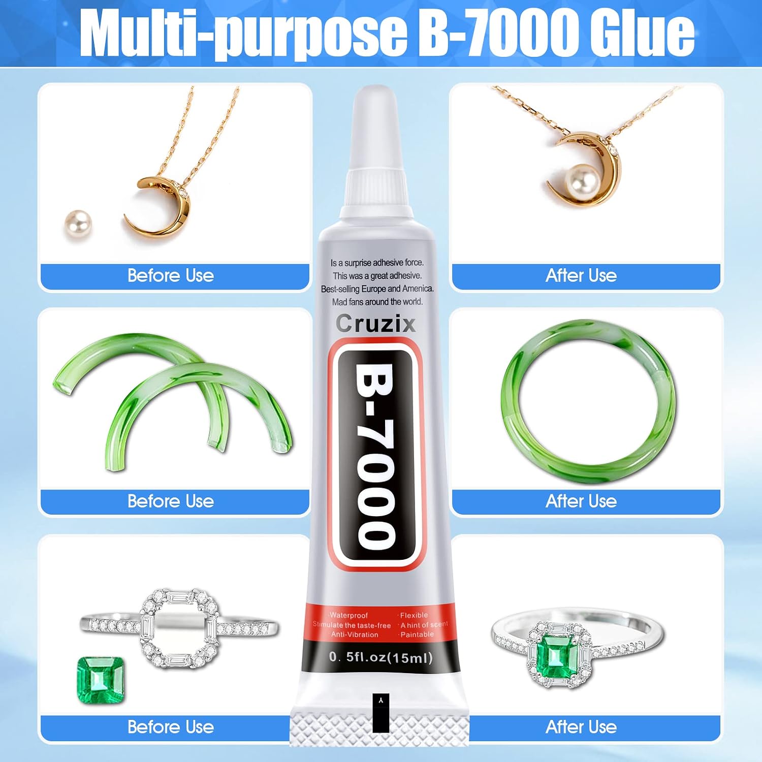 Detalle 2 de Cruzix B-7000 Clear Precision Adhesive for Crafts and Small Repairs