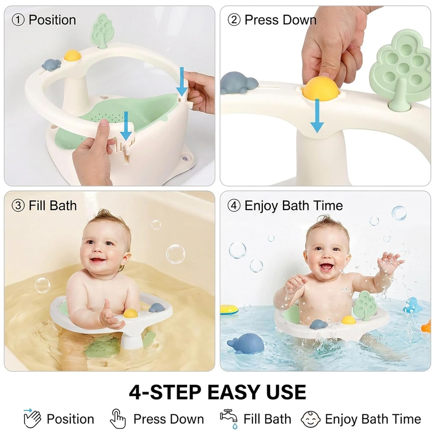 Detalle 2 de Bebamour Baby Badesitz 6 Monate+ – Rundum-Ergonomie, rutschfest & sicher baden