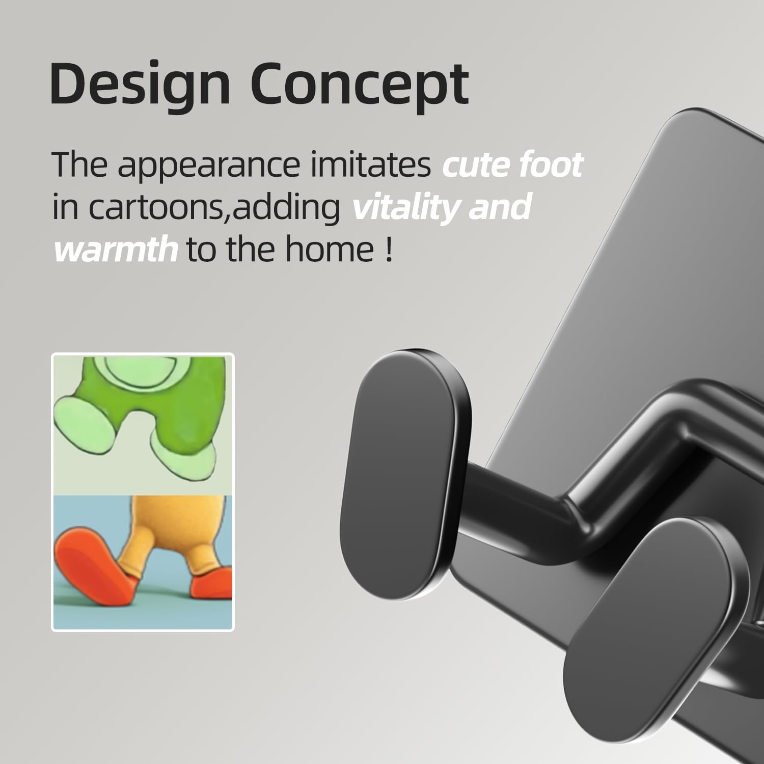 Thumbnail 6 de susswiff Foot Hook, Black, 4 Pack Adhesive Stainless Steel Double Hooks