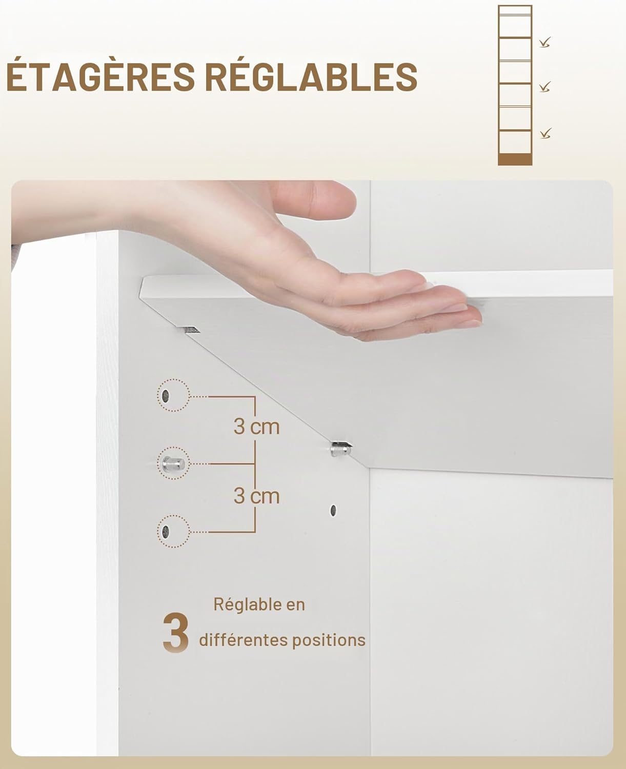 Detalle 2 de Hzuaneri Bibliothèque à 7 niveaux sur pieds – Étagère de rangement blanche BC07913X