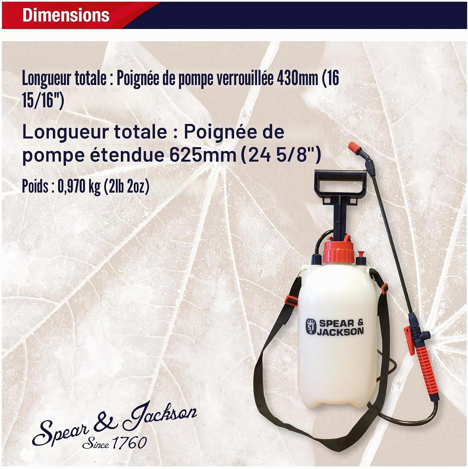 Detalle 2 de Spear & Jackson Pulvérisateur à Pression 5 L - Lance 560 mm, Buse Réglable et Décharge