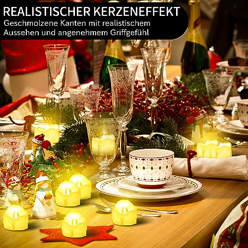 Detalle de daphomeu LED Teelichter, 14er Set – flackernde Kerzen ohne Flamme, Ø 3,6 cm x H 3,2 cm
