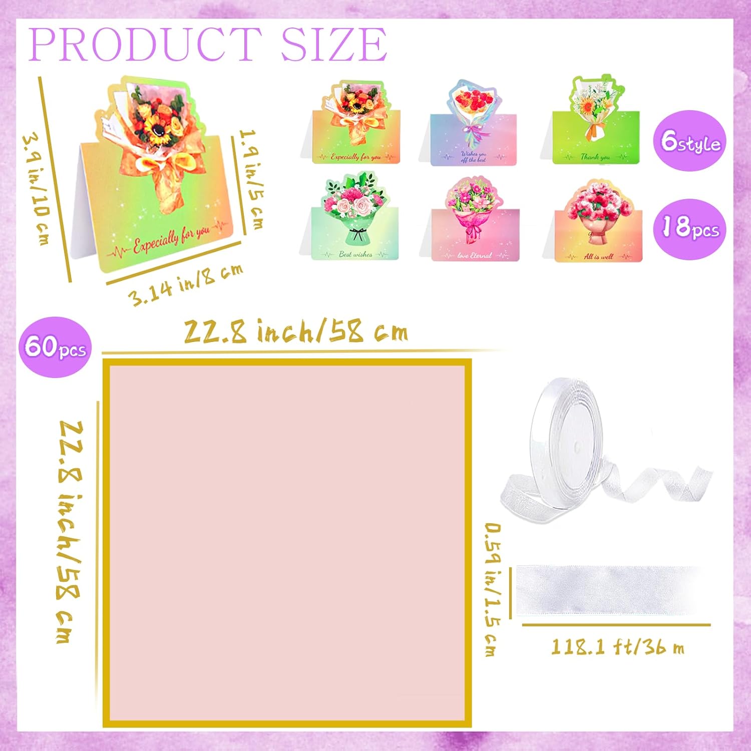 Thumbnail 1 de Xilanhhaa 60 Sheets Flower Wrapping Paper