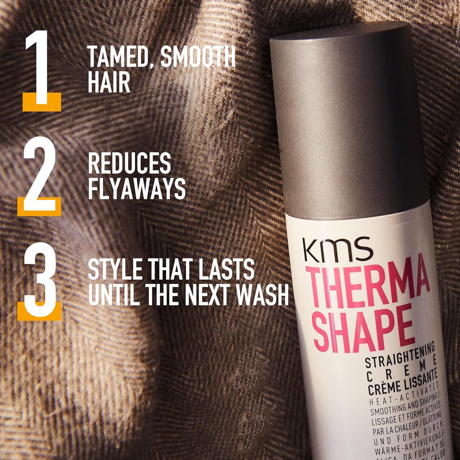 Detalle de KMS ThermaShape Straightening Creme: All Hair Types, Heat Protection & Frizz Control (150ml)