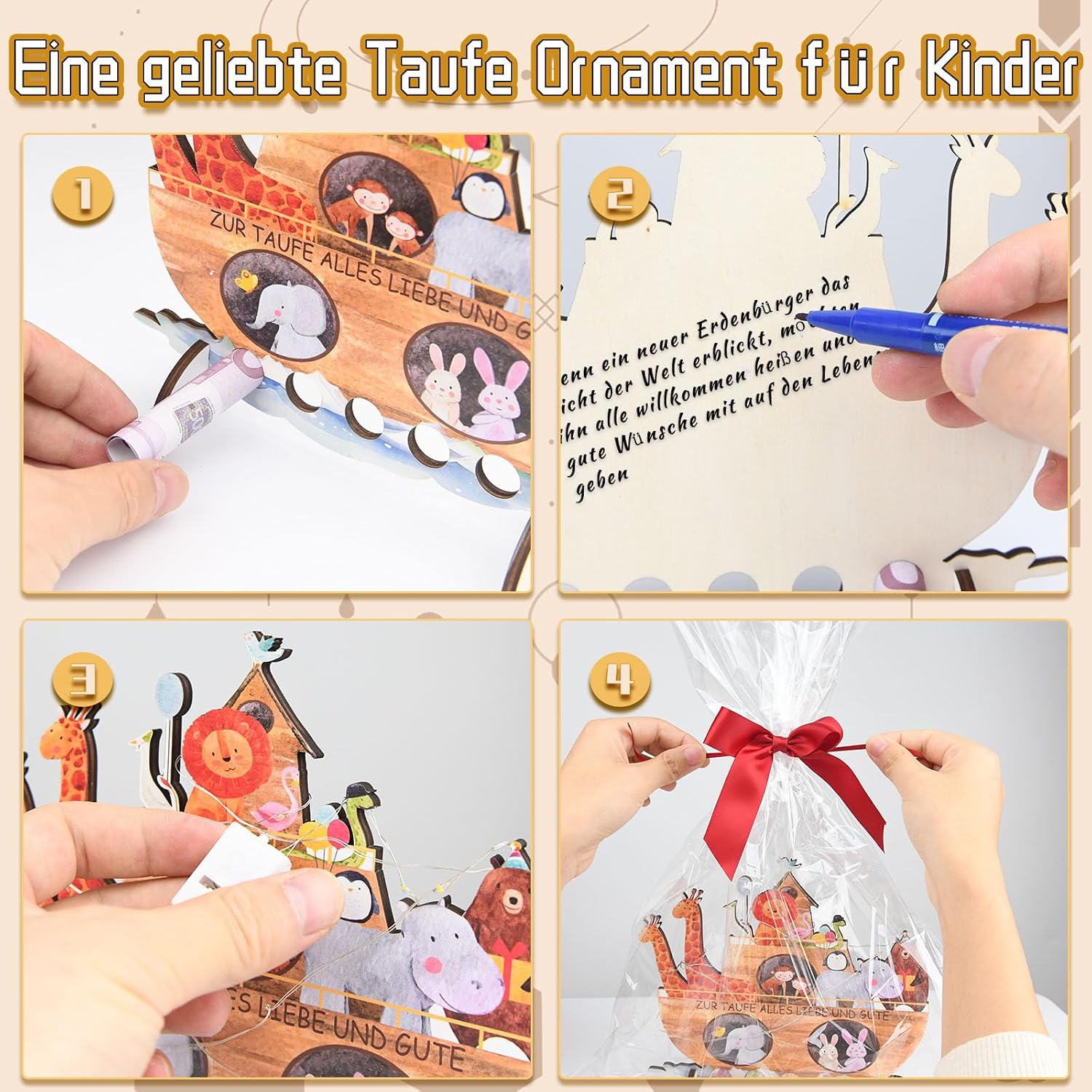 Thumbnail 4 de Arche Noah Taufgeschenk Holz 20×18 cm