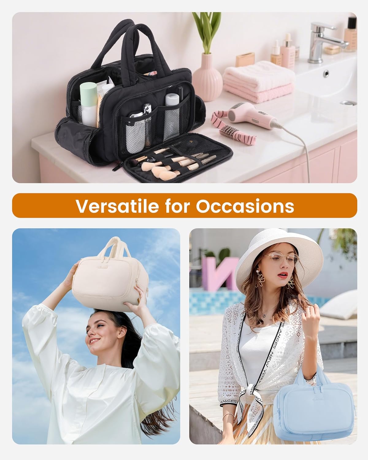 Thumbnail 6 de LOVEVOOK große Kulturtasche Damen mit Nassfach – leichter Reise-Kulturbeutel beige, mit Organizer & Netztaschen