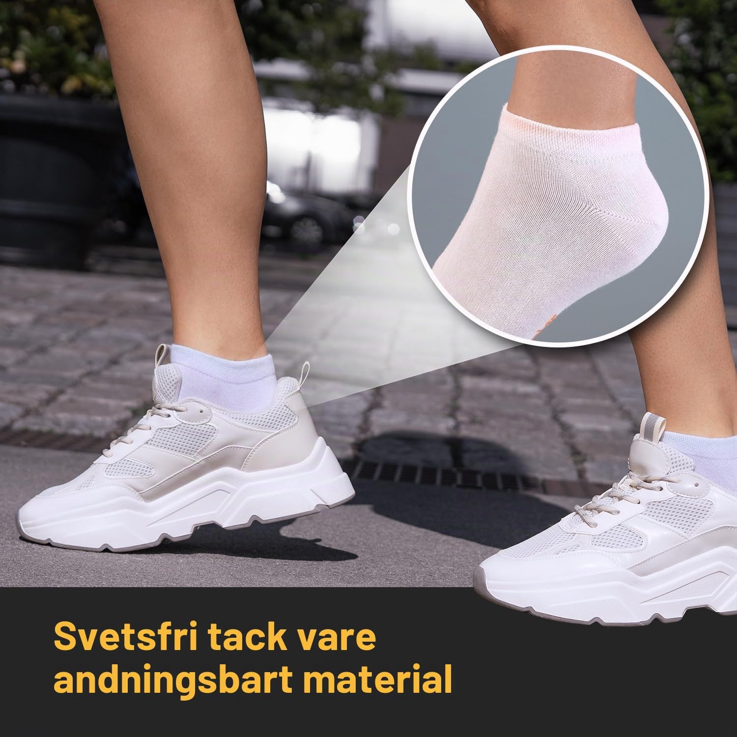 Detalle de Footstar korta sneakersstrumpor, 8 par i bomullsblandning med neondetaljer