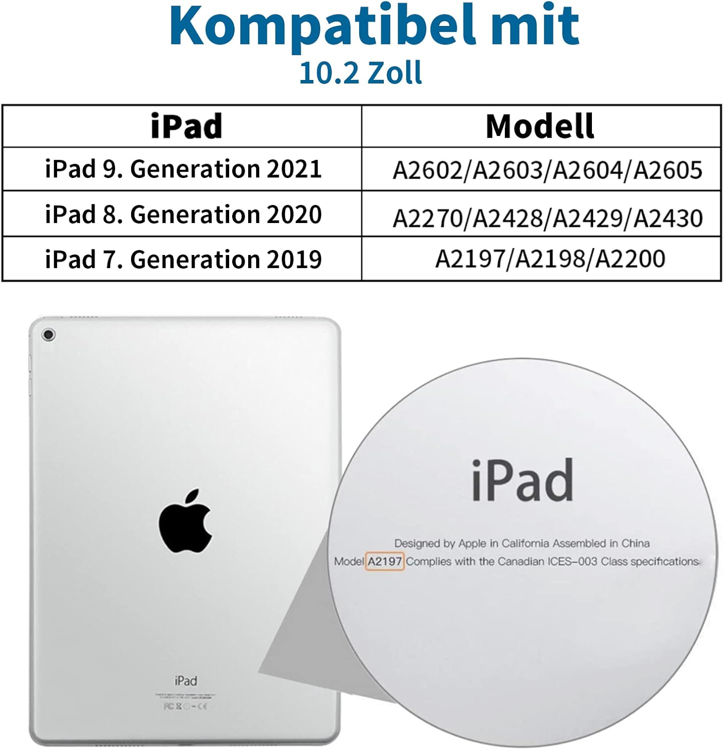 Thumbnail 1 de ZOYU Hülle mit Tastatur für iPad 9. Generation / 8. Generation / 7. Generation 10,2 Zoll – Grau