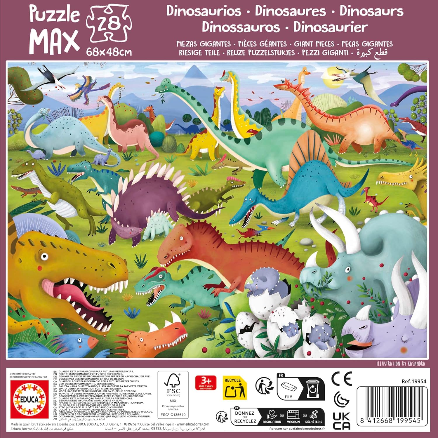Thumbnail 1 de Educa Puzzle Max enfant 28 pièces Dinosaures – grandes pièces faciles à manipuler dès 3 ans (19954)