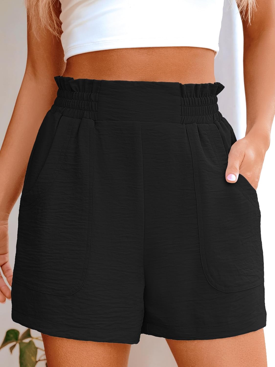 Detalle 2 de ANRABESS Women’s Summer Shorts — High-W waist, Wide-Leg, Elastic Comfort for Beach & Vacation