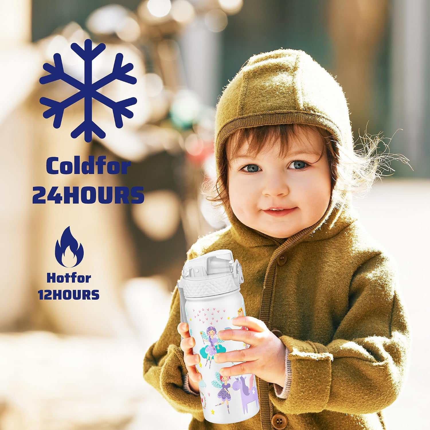 Detalle de GOPPUS 550ml Kids Insulated Water Bottle with Straw – Durable Stainless Steel (BPA‑Free, Leak‑Proof)