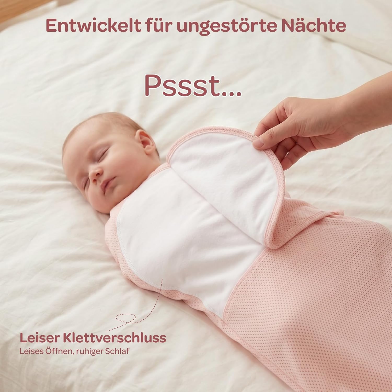 Detalle de Momcozy Pucksack Baby 0–3 Monate, 2er-Set Rosa & Beige – atmungsaktives Baumwollnetz