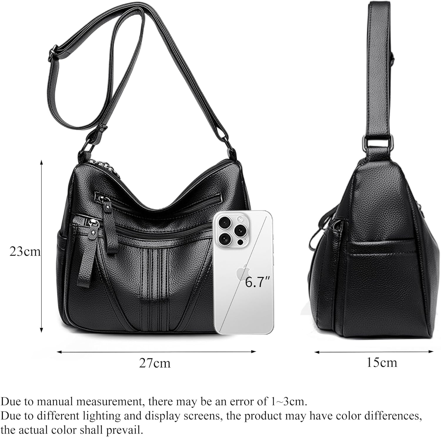 Detalle de Gluckstar Sac à Main Femme Porté Épaule Cros(s)body — PU Étanche Moyen, 27x15x23 cm, Compartiments Multiples