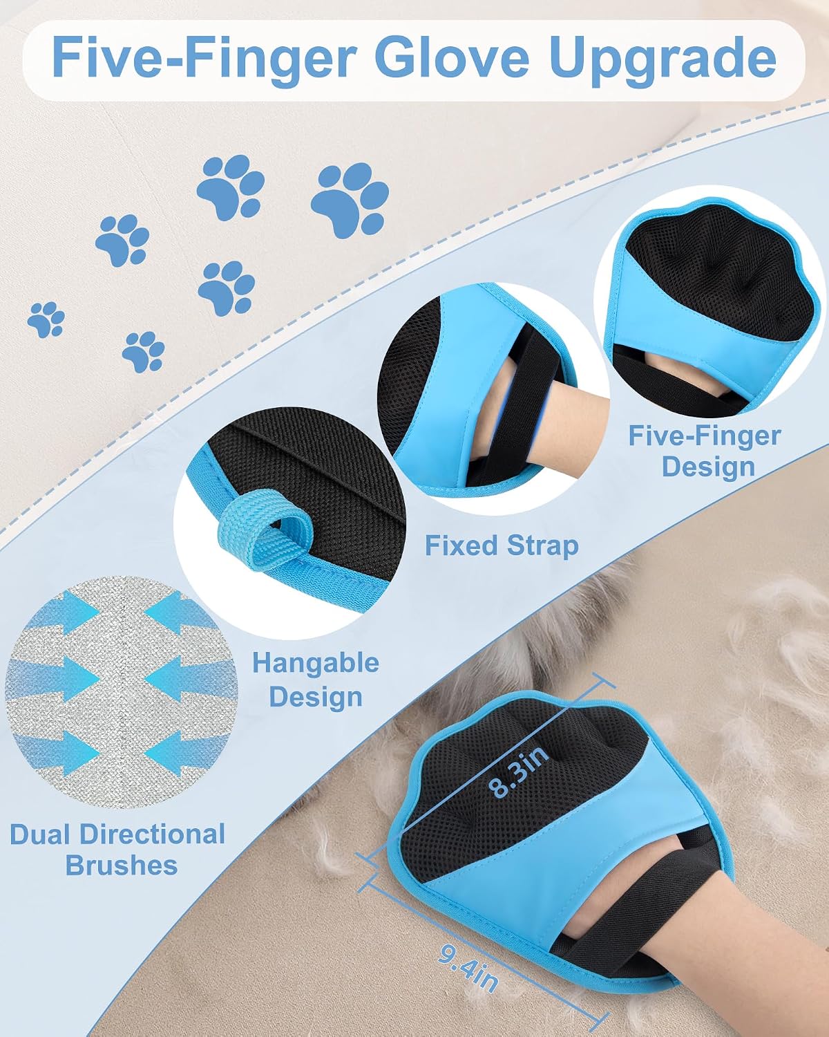 Detalle de Lavendex 2PCS Pet Hair Removal Gloves – Electrostatic Grooming for Dogs and Cats