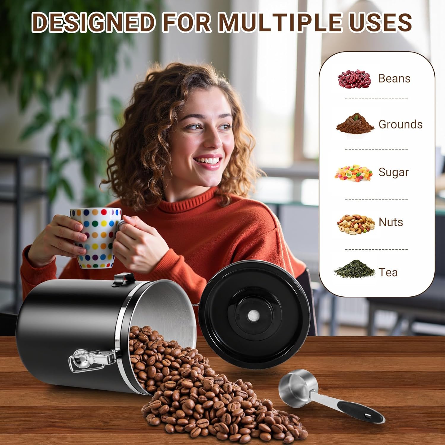 Thumbnail 6 de Osrioal Coffee Bean Storage 2.8L Airtight Canister with Date Tracker, Measuring Scoop and CO2 Valves