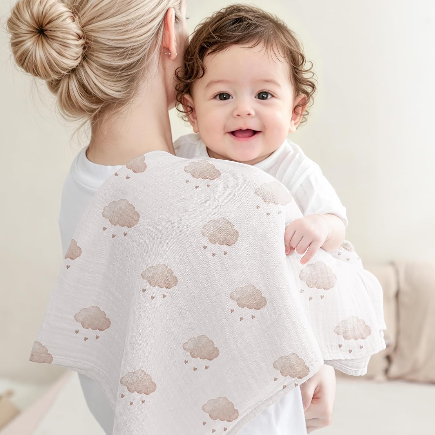 Thumbnail 3 de bearmoss Muslin Squares Cloths – Breathable 60x60cm Baby Burp Cloths, 5-Pack (Rainbow)