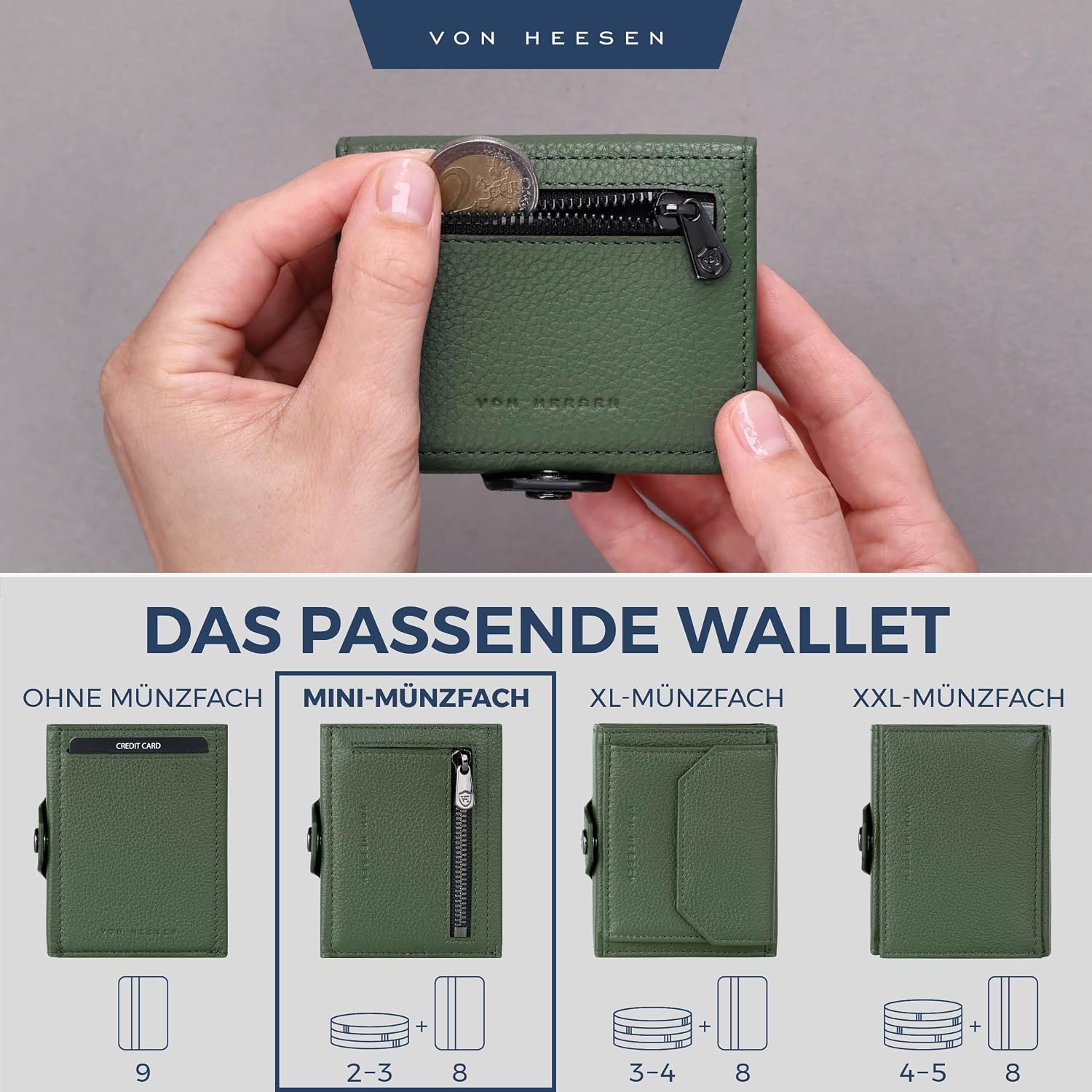Thumbnail 5 de VON HEESEN Slim Wallet mit Münzfach & RFID-Schutz – kompakt, sicher und stilvoll