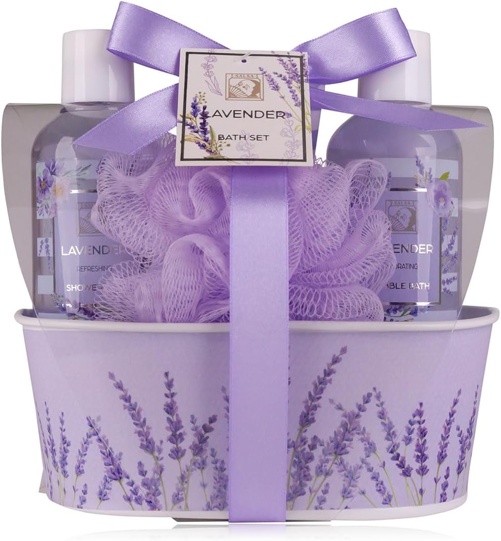 Accentra LaVENDEL : ensemble de douche femme en coffret métal (lot de 4)