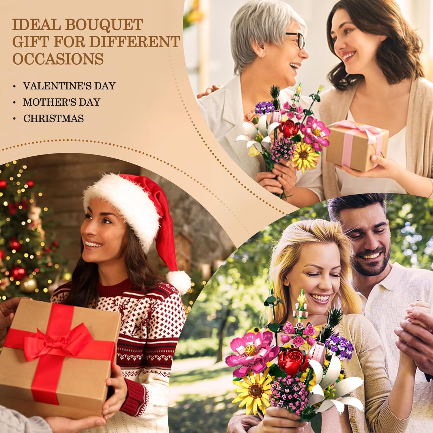 Detalle de Fête des Mères: Set bouquet de fleurs artificielles — 699 pièces, 10 variétés, décoration DIY pour maison et bureau