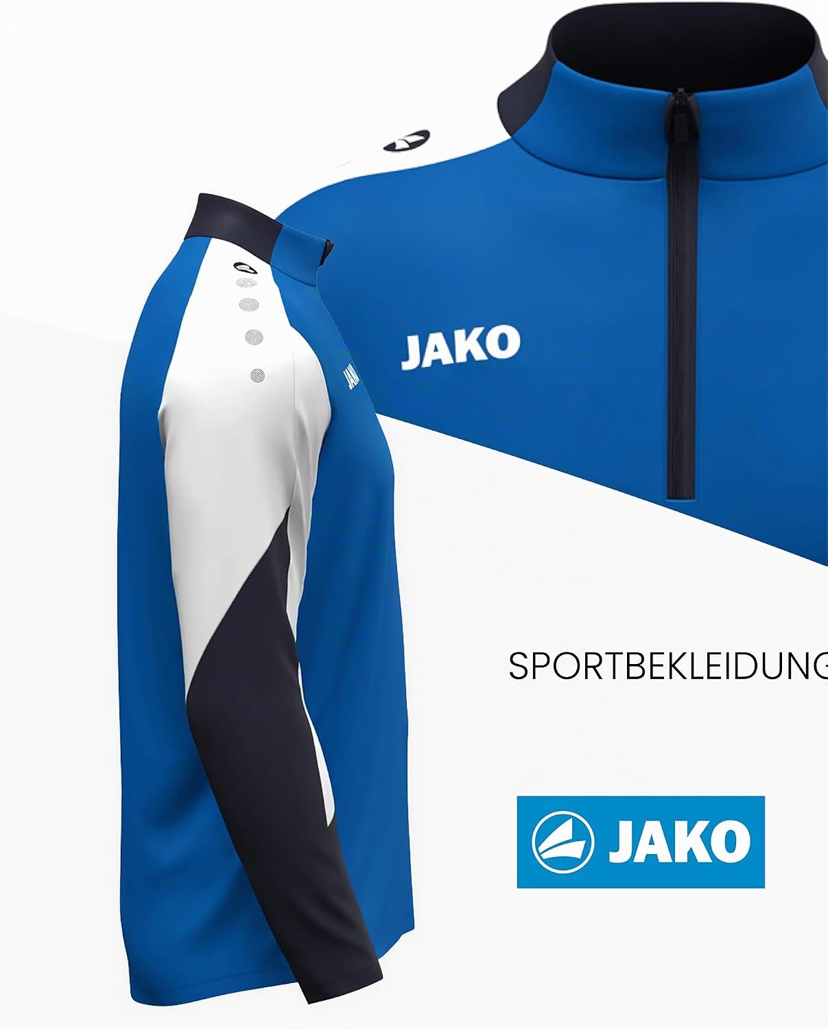 Detalle de JAKO Dynamic Ziptop Sweatshirt Herren – sportlich flexibel, robust und stylisch