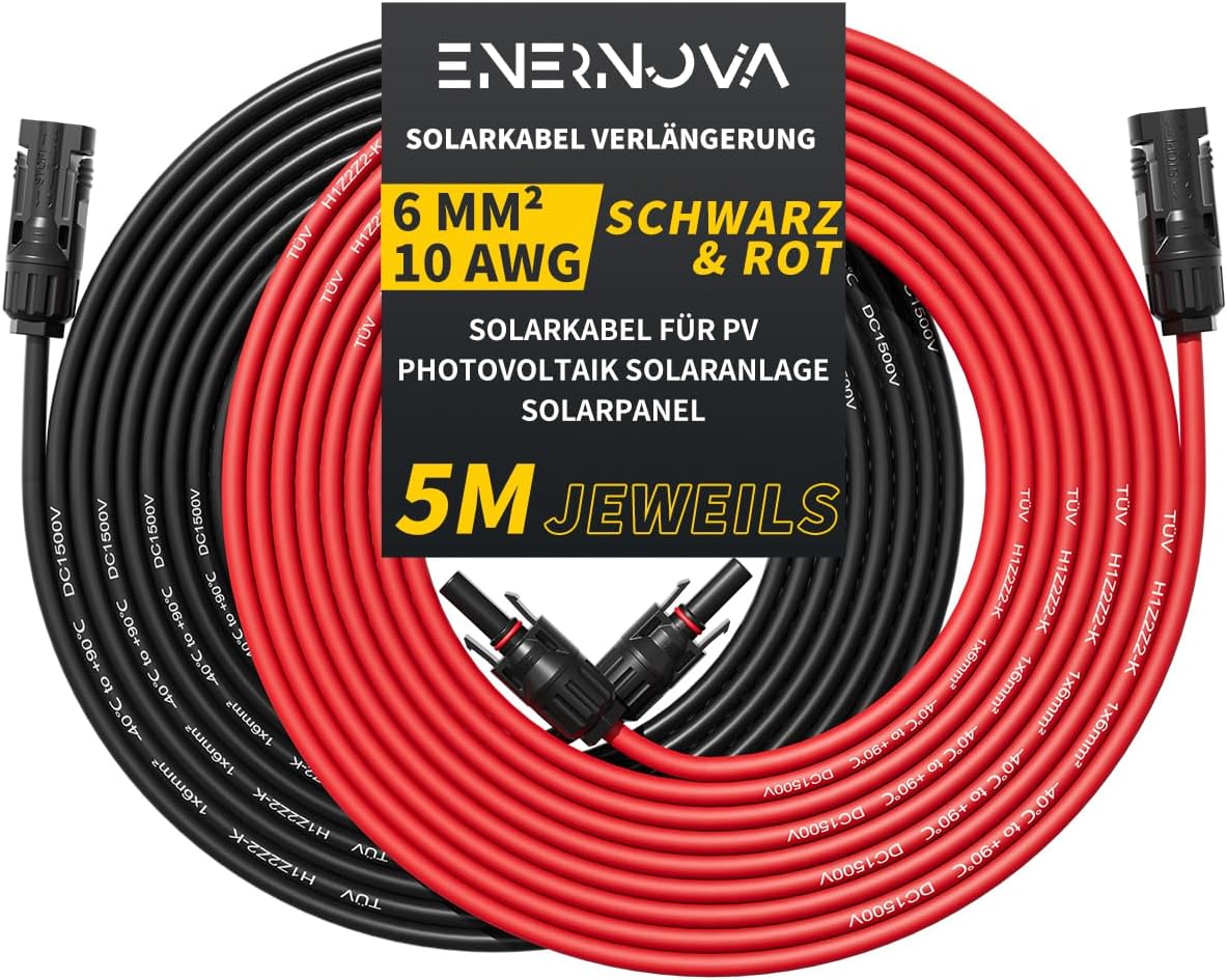 Solarkabel 4mm²/6mm² Verlängerungskabel, IP67 - Multi-Contact 4 Leiter, 1–20 m, geeignet für PV-Anlagen