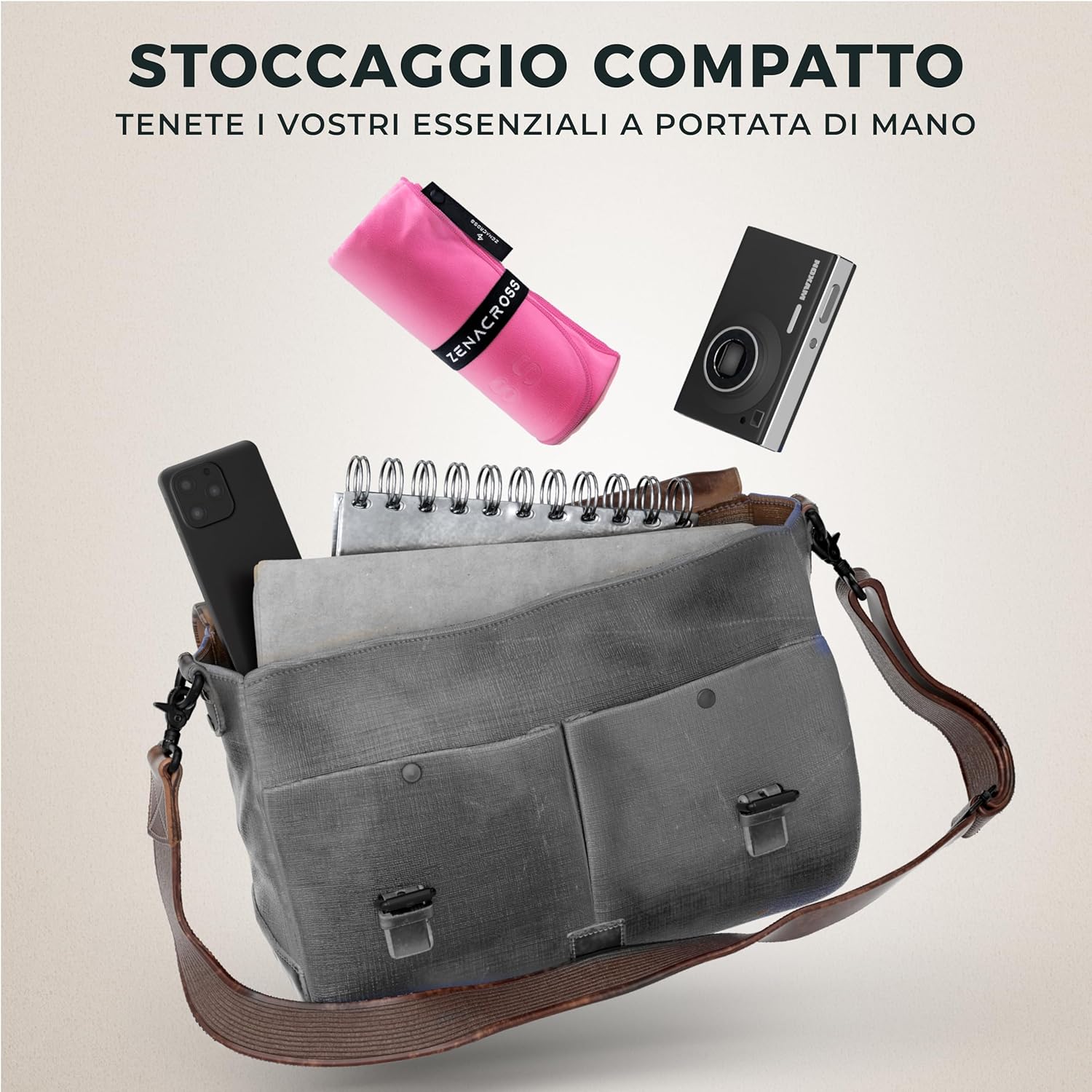 Thumbnail 2 de Zenacross Asciugamano Palestra 50x100 cm con Borsa per il Trasporto - Rosa