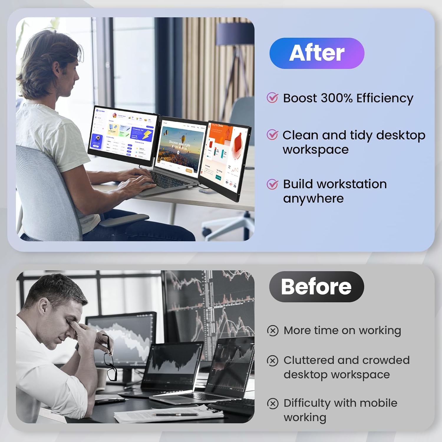 Thumbnail 2 de Synnov Laptop Screen Extender 14" FHD Dual Monitor With Stand – Triple Display for 13"–16.5" Laptops