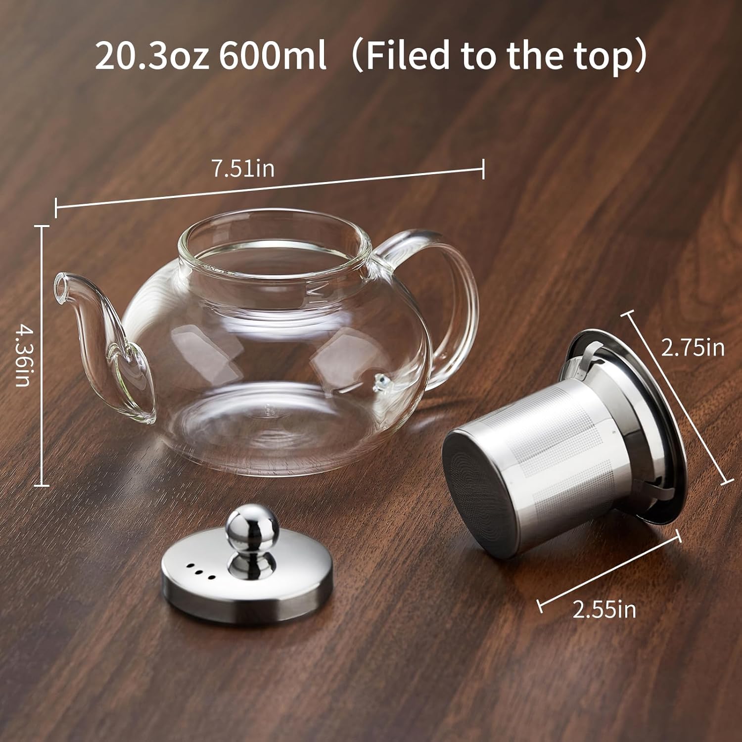 Detalle de ClearTea Maker Glass Teapot 600ml ๐ต